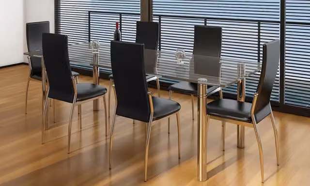 Sedie da Pranzo 6 pz Nere in Similpelle 160257