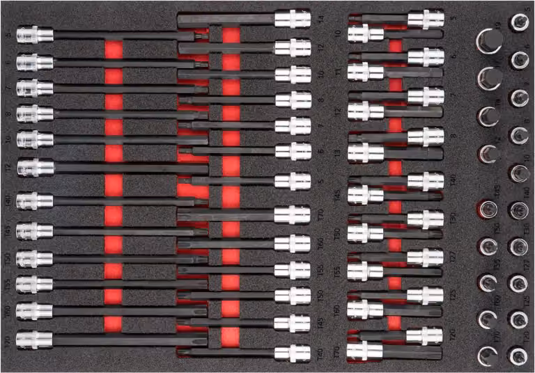 VIGOR V6809 Set di bussole per cacciaviti ∙5 - 19 - T20 - T70 ∙ Numero di utensili: 62