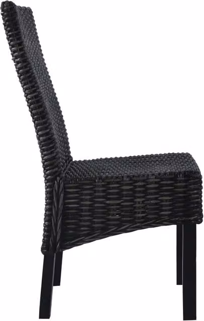 Sedie da Pranzo 2 pz Nere in Rattan Kubu e Legno di Mogano 246656
