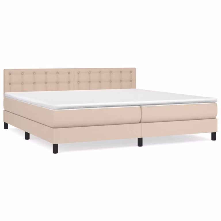 Giroletto a Molle con Materasso Cappuccino 200x200cm Pelle finta