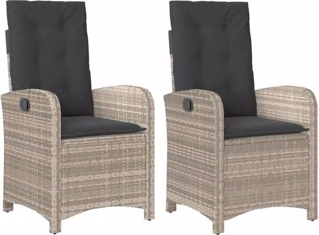 Sedie Reclinabili Giardino 2 pz | Sedie da Esterno Cuscini Grigio Chiaro Polyrattan