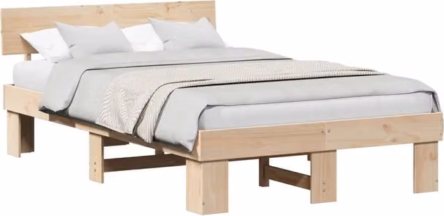 Letto matrimoniale in pino massello DESIGN IN colore naturale L: 138 cm x P: 198 cm x H: 200 cm