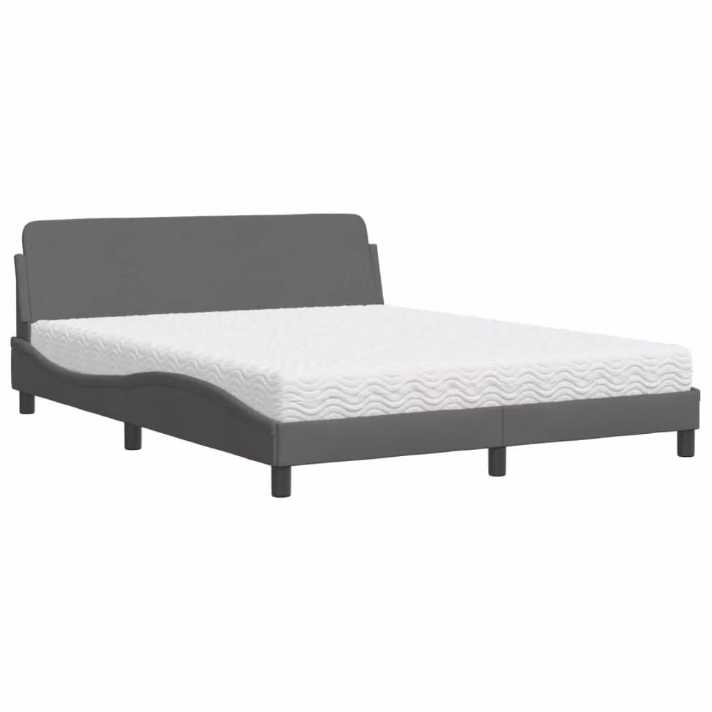 Letto con Materasso Dover Grigio Scuro 160x200 cm Tessuto