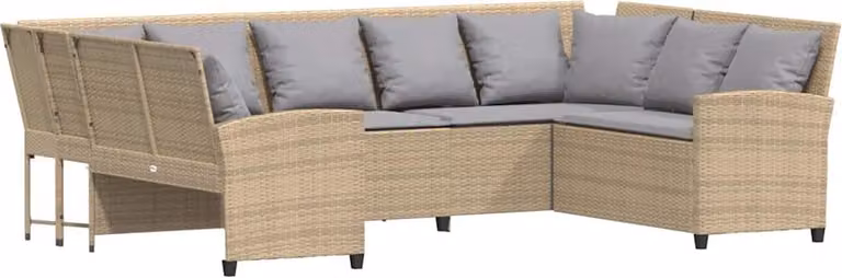 Divano da Giardino con Cuscini in Polyrattan Beige
