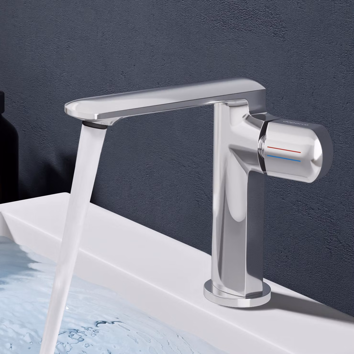 doporro Miscelatore lavabo bagno in ottone cromato, monocomando per acqua calda e fredda 17,9 cm WAO-1180