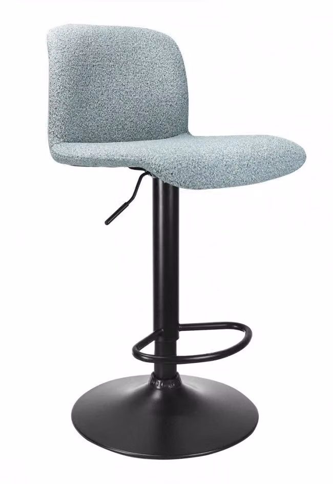 Set di 2 sgabelli da bar Rafael GIORDANOSHOP con rivestimento in poliestere nero, blu e turchese, design moderno astratto, L/P/H: 41 x 46 x 86/107 cm – 2