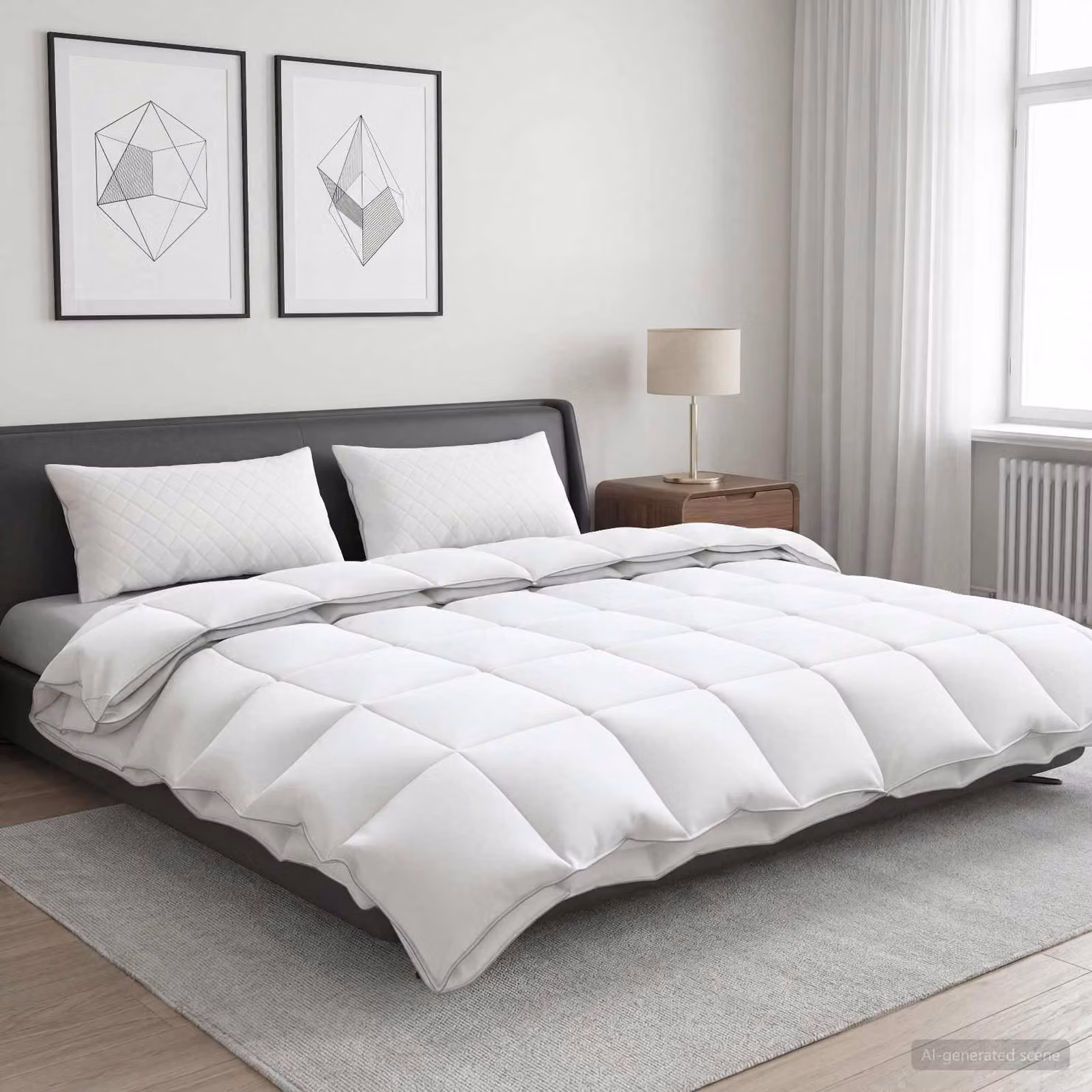 Set di 3 piumoni e cuscini vidaXL FULDA in piume d'oca e cotone, colore bianco, 200 x 200 cm