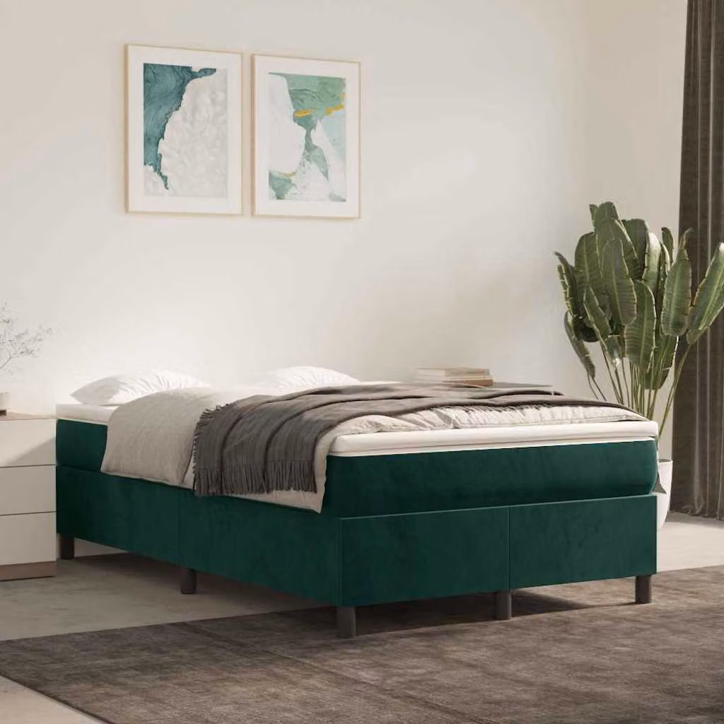 vidaXL Letto Ibrido con Materasso e Struttura in Velluto Verde e Bianco L/P: 120 x 200 cm