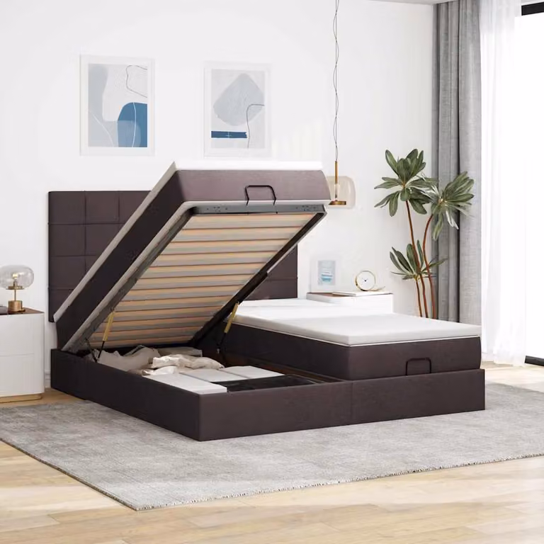 vidaXL Letto Contenitore Moderno in Tessuto con Base a Sollevamento e Porta USB, L: 180 cm, P: 200 cm, H: 203 cm