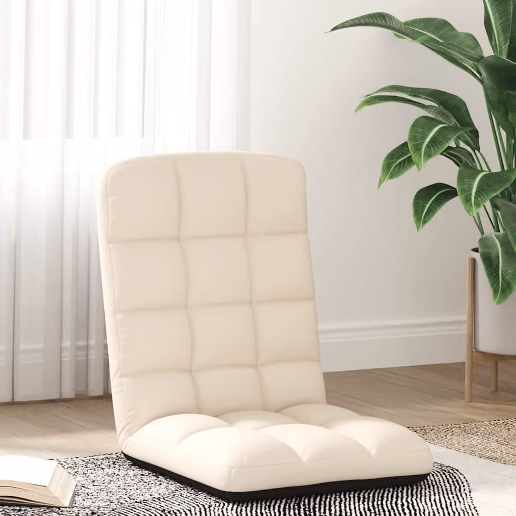 Sedia da terra pieghevole vidaXL in tessuto beige e bianco con struttura in metallo L/P/H: 71 x 51 x 62 cm