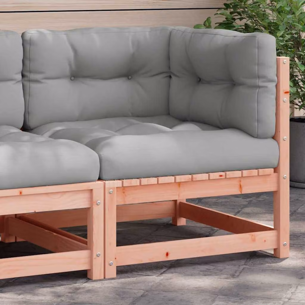 vidaXL Divano Angolare da Giardino Moderno in Legno Massello con Cuscini Grigi