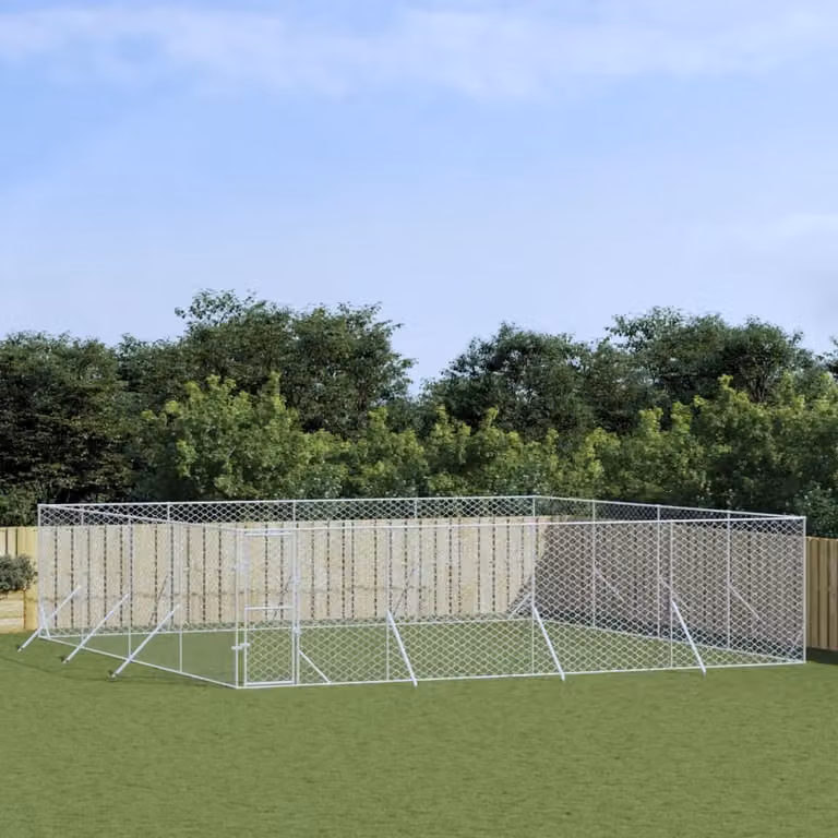The Living Store Cuccia per cani da esterno Silver 8x8x2 m Acciaio zincato