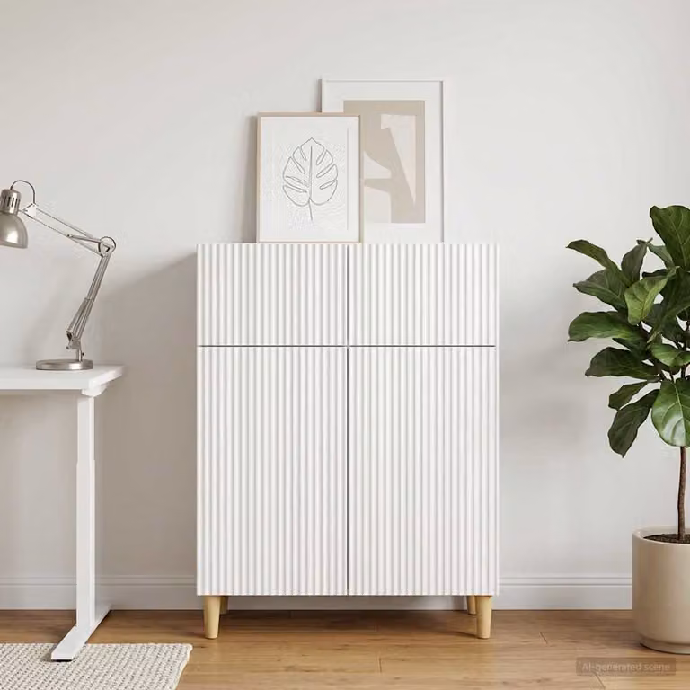 Credenza moderna vidaXL in legno ingegnerizzato bianco L: 66 cm, P: 34,5 cm, H: 90 cm