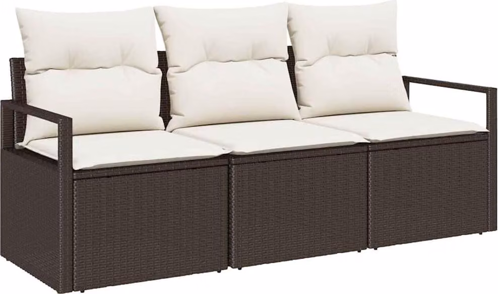 Set di divani 3 pcs Marrone polyrattan