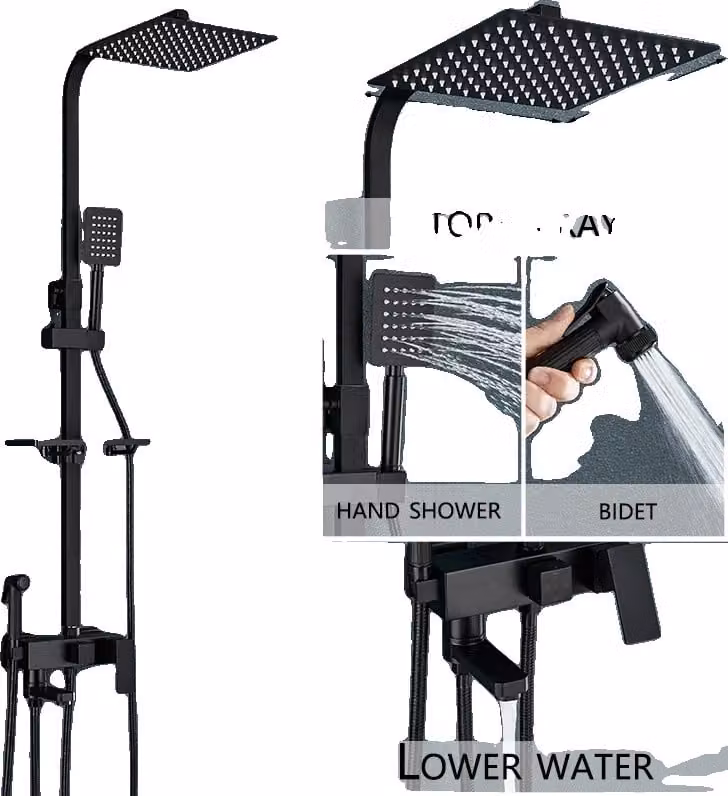 Miscelatore per doccia, design contemporaneo, comando monocomando, 4 vie da 8 pollici A