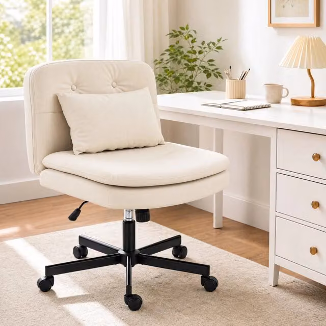 Sedia da ufficio senza braccioli in ecopelle beige