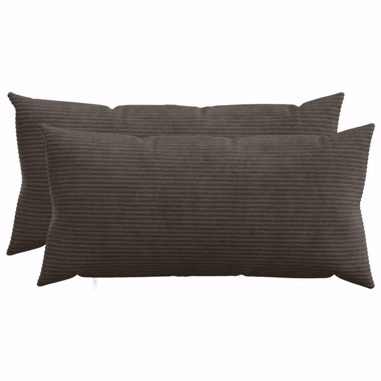 Set di 2 federe vidaXL HEERLEN in velluto a coste, colore antracite, L 40 cm x P 70 cm