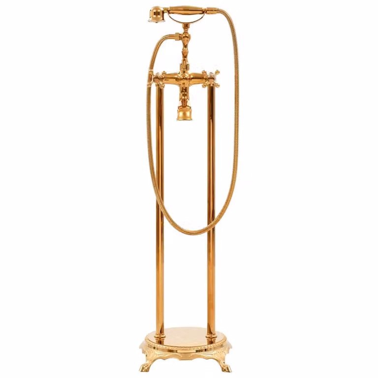 Rubinetteria a Colonna per Vasca Bagno Acciaio Inox 99,5cm Oro