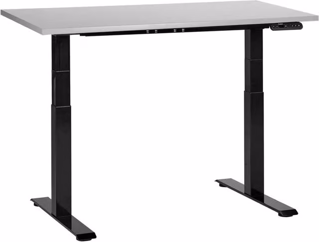 Scrivania regolabile in altezza elettricamente grigio e nero 120 x 72 cm Struttura in acciaio verniciato a polvere