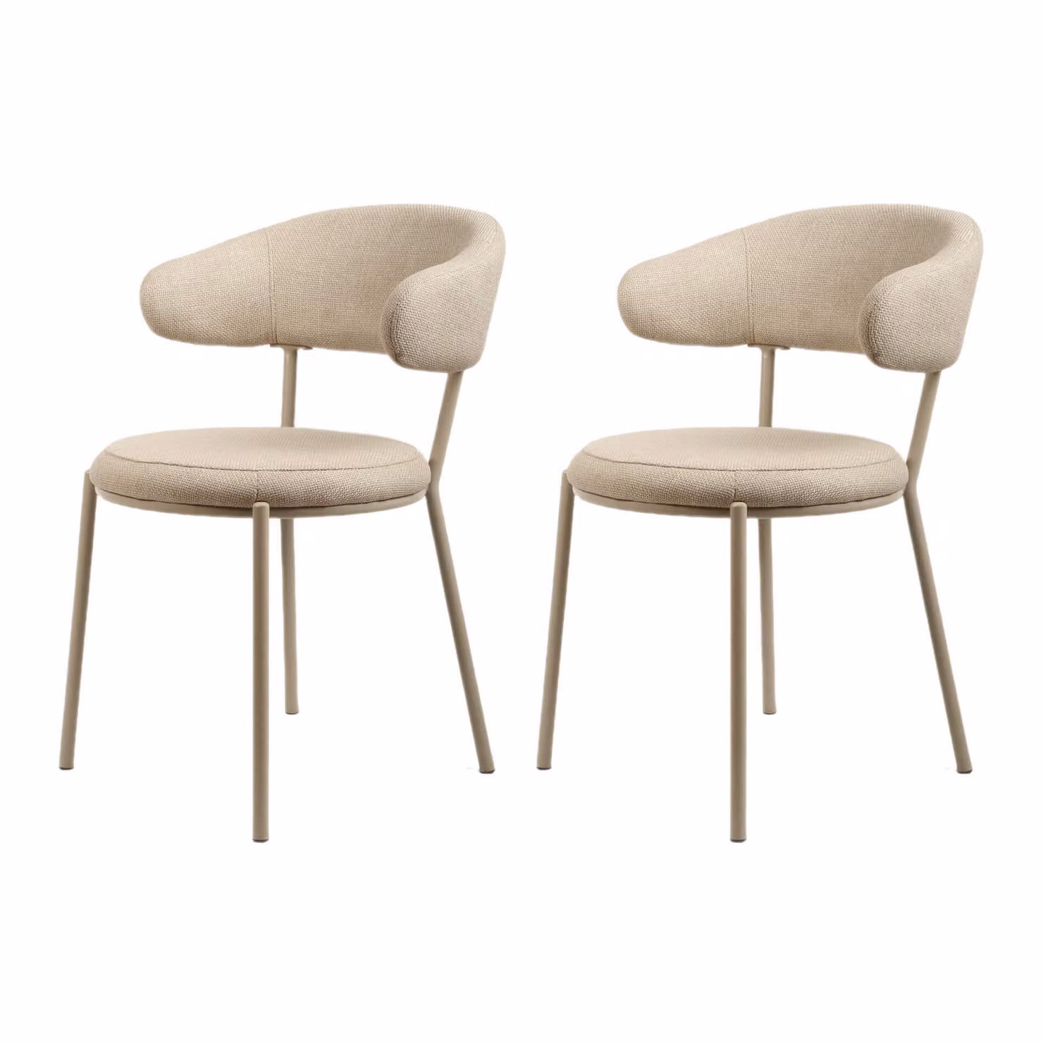 Rebecca Mobili sedie Alamanda 80,5x47,5x57,5 Tessuto poliestere Acciaio Beige Moderno SET 2 pezzi