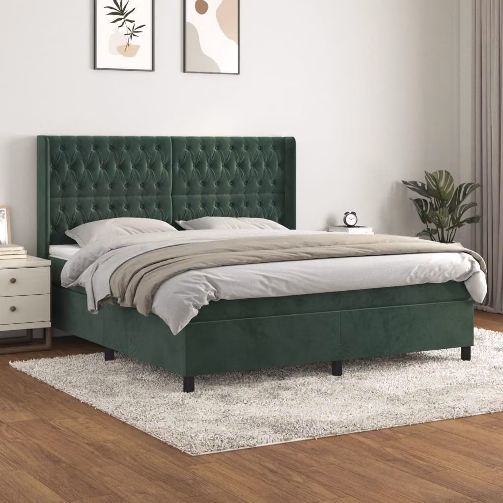 Maison Exclusive - Letto boxspring con materasso verde scuro 180x200 cm velluto