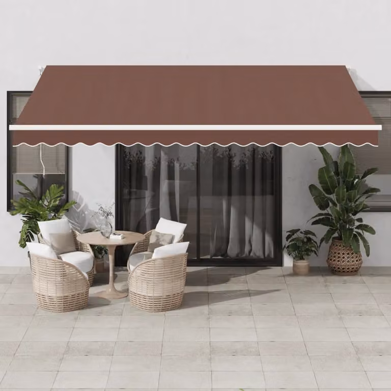 Tenda retrattile vidaXL con bracci pieghevoli in alluminio e tessuto in poliestere, Marrone, L: 450 cm x P: 350 cm