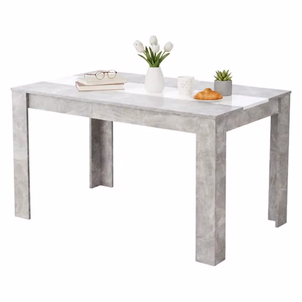Tavolo fisso Simala DMORA per 6 persone, rettangolare, Grigio e Bianco, L: 135 cm, P: 80.5 cm, H: 74.5 cm – 2
