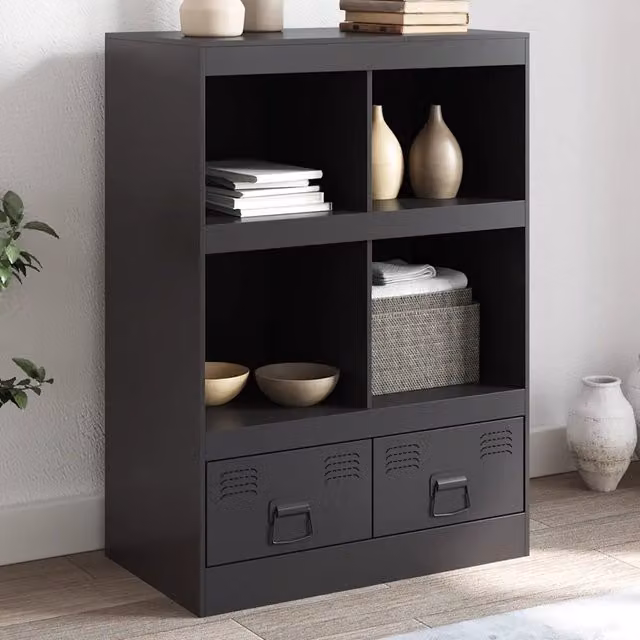 Credenza Buffet Design Mania Nera in Metallo per Cucina e Sala da Pranzo L: 67 cm, P: 39 cm, H: 95 cm
