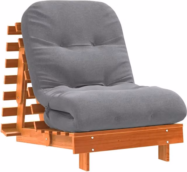 Divano letto | Sof¨¤ letto | Letto singolo Futon con Materasso Marrone Cera 70x206x11cm Pino