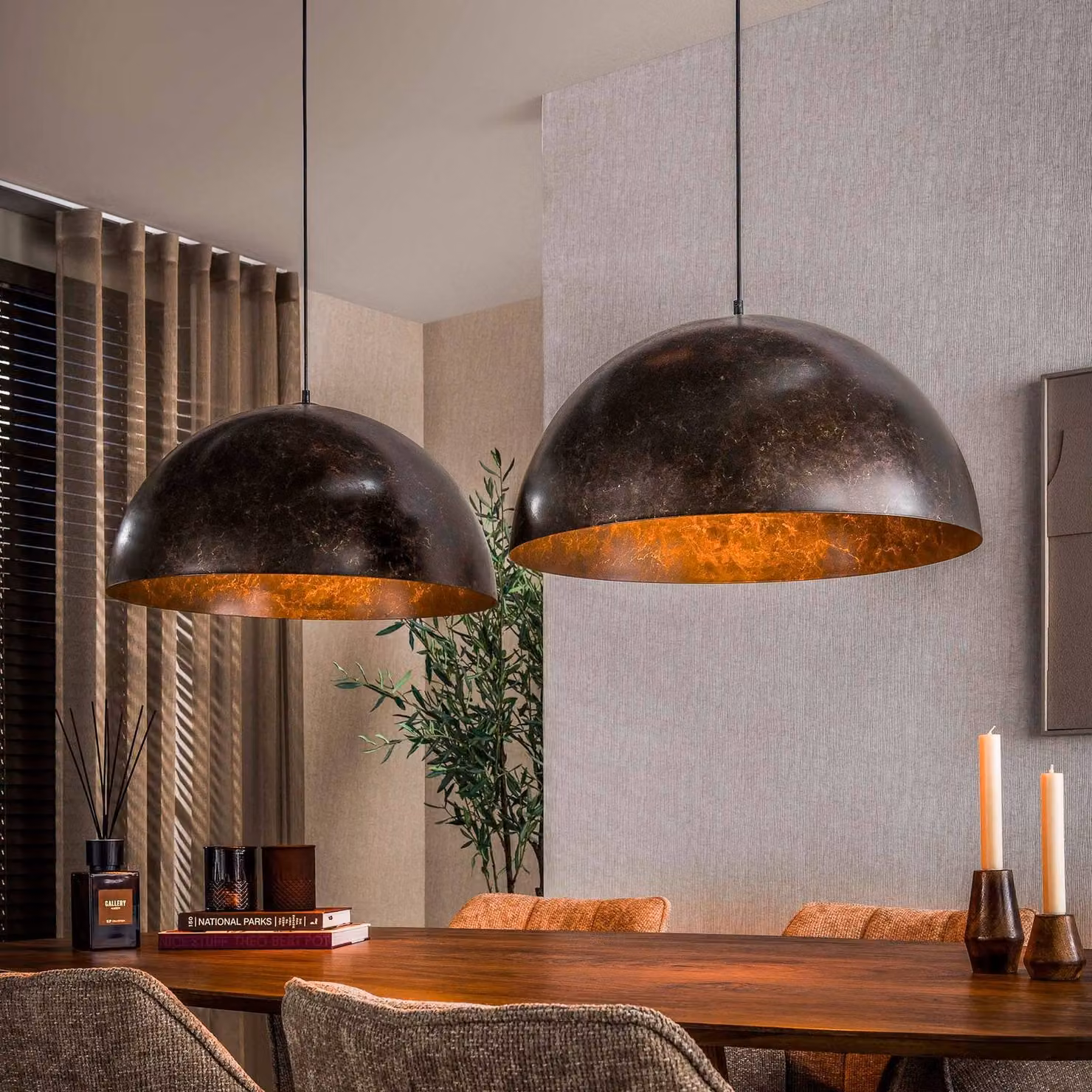 ZIJLSTRA Lampada a sospensione Dome, dimmerabile, Marrone / Ruggine, Soggiorno / Sala da pranzo, Metallo, Scandinavo, Lampada a sospensione