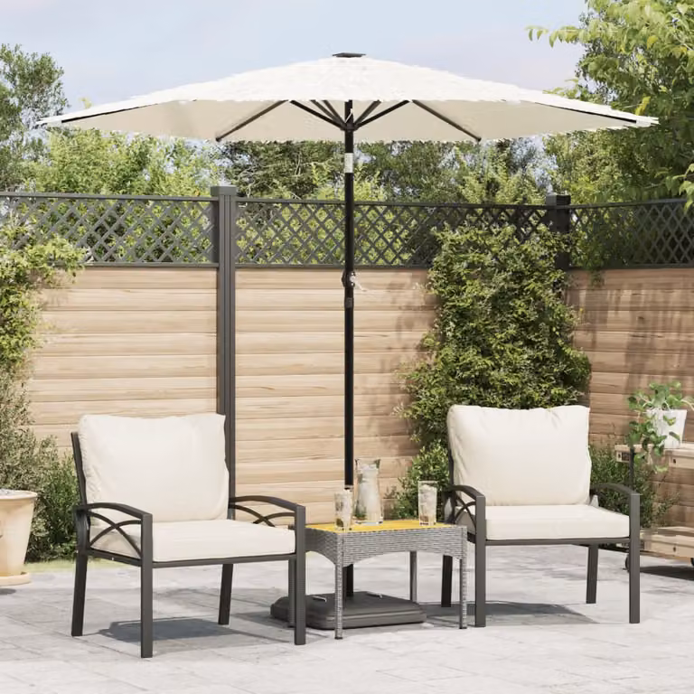 Ombrellone da giardino vidaXL in poliestere bianco con palo centrale in acciaio L/P/H: 223 x 223 x 213 cm