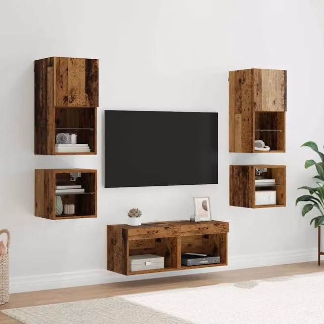 Unità per TV a Muro 8 pz Legno vecchio Legno ingegnerizzato 3402920