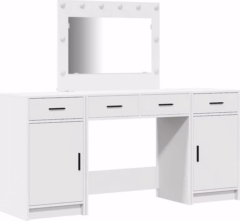 Tavolo da Trucco con cassetto 3 pcs Bianco Legno multistrato