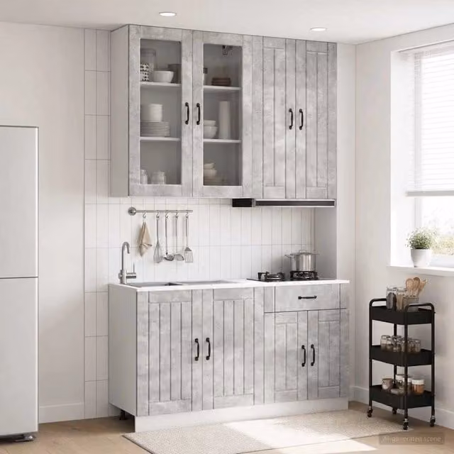 Unità Cucina LUCCA 4 pz Grigio Cemento Legno ingegnerizzato 3438328