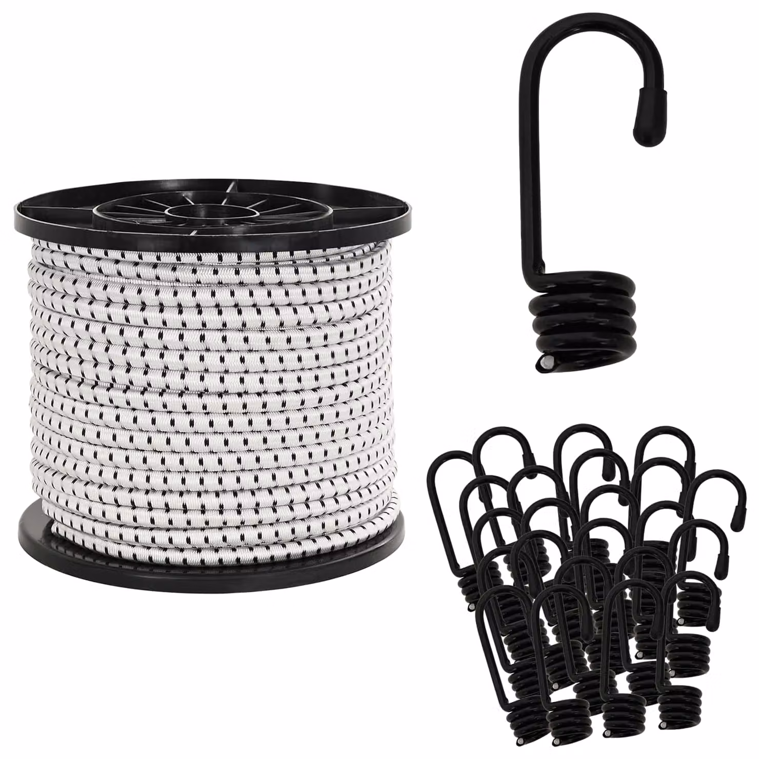 Corde Bungee con Ganci vidaXL in PP e gomma, Nero e Bianco, Diametro: 10 mm