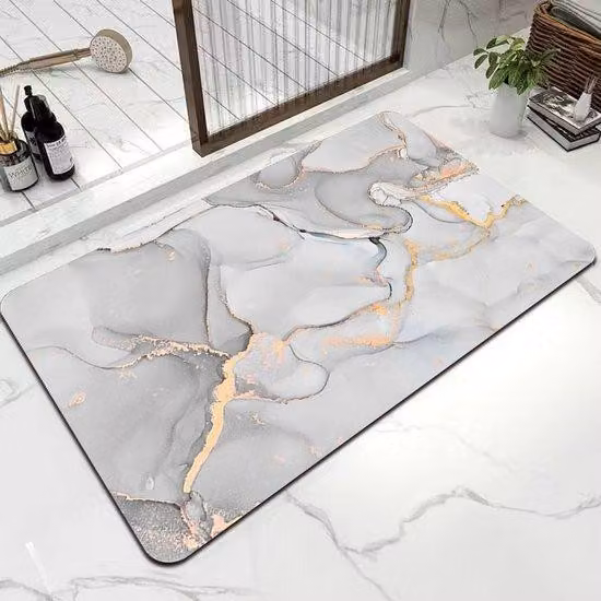Tappetino da bagno antiscivolo 40 x 60 cm, ad asciugatura rapida, grigio chiaro, per doccia, vasca da bagno e lavabo