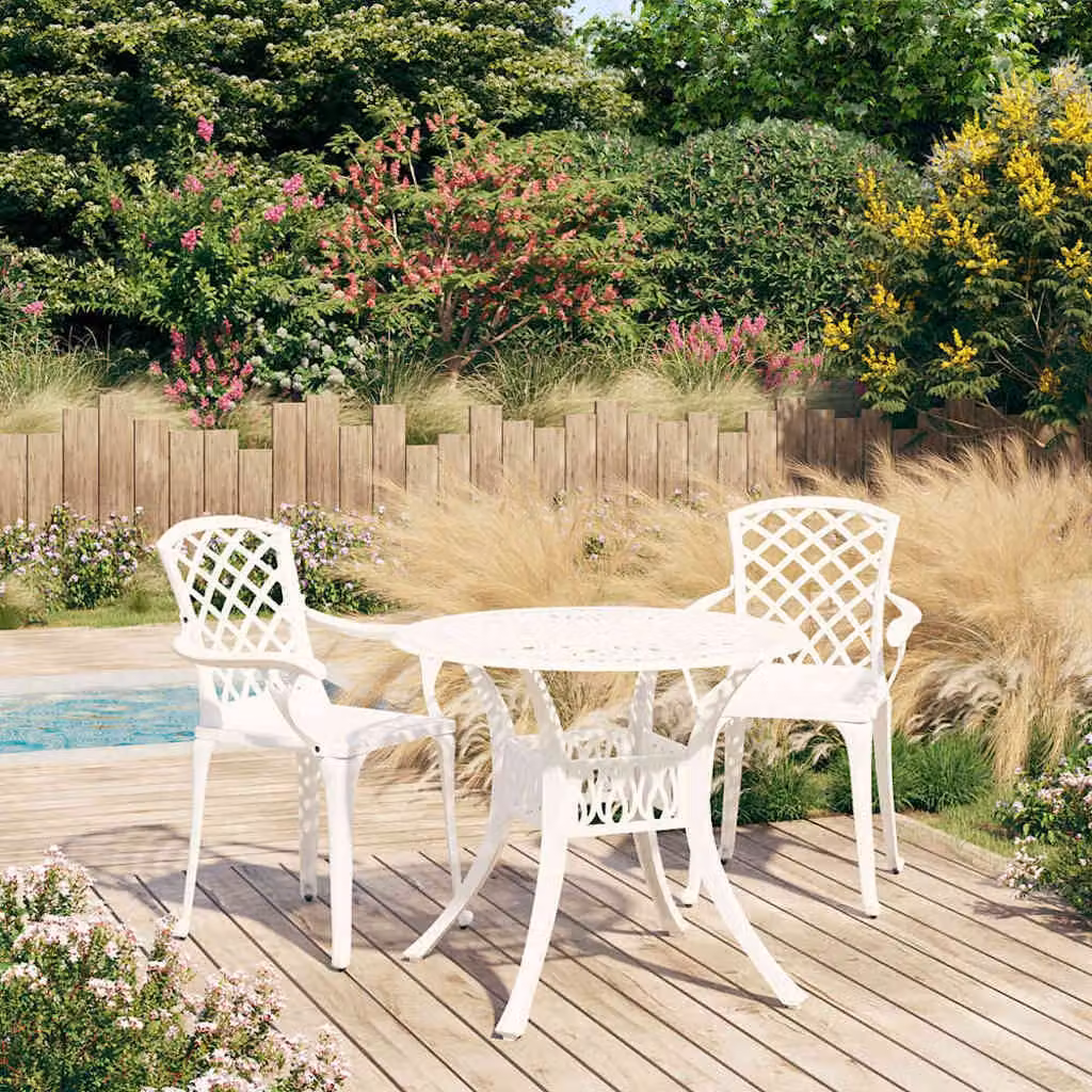 Set da Bistrot vidaXL in Alluminio Pressofuso Bianco per Giardino