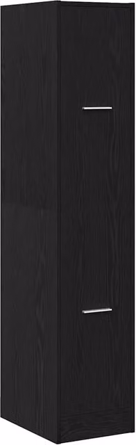 Mobiletto da farmacia multifunzionale HELLOSHOP26 in legno composito con ante a battente e ripiani interni, finitura rovere nero opaco, L/P/H: 30 x 41 x 144,5 cm