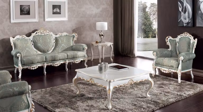 Sofagarnitur Set Couch Klassische Barock Möbel Wohnzimmer Couch 5tlg. Sofa Tisch