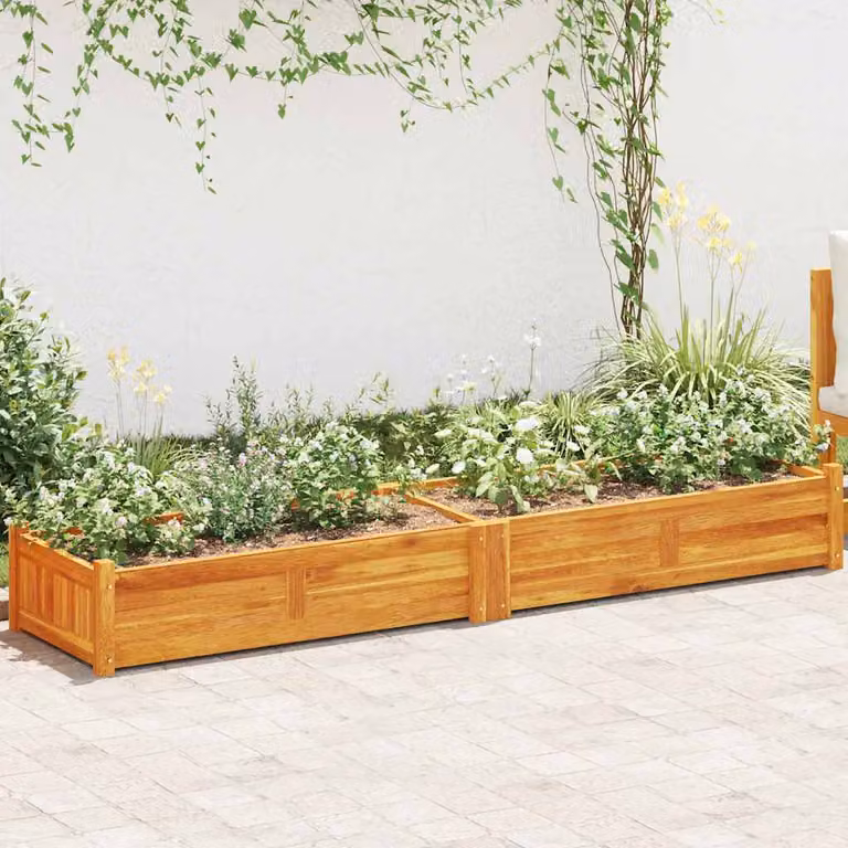 vidaXL Letto Rialzato da Giardino in Legno di Acacia, Marrone, L 200 cm x P 50 cm x H 25 cm