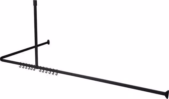 Maniglia per doccetta a forma di L, colore nero, montaggio a soffitto