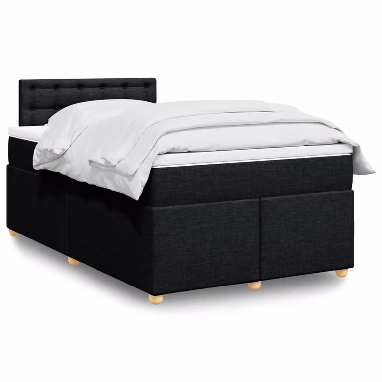 vidaXL Giroletto a Molle con Materasso Nero e Bianco in Tessuto L: 120 cm, P: 200 cm