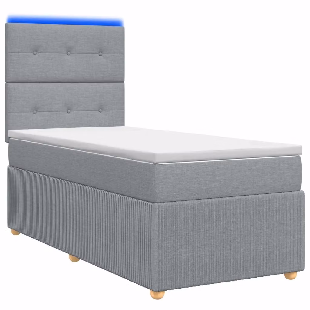 Letto Box Spring vidaXL con Materasso Ibrido e Illuminazione LED, Colore Grigio e Bianco, L/P: 80 x 200 cm – 2