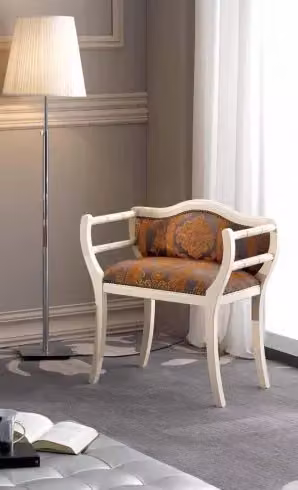 Poltrona imbottita in legno di faggio con decorazioni floreali e braccioli Mobili 2G multicolore – 4