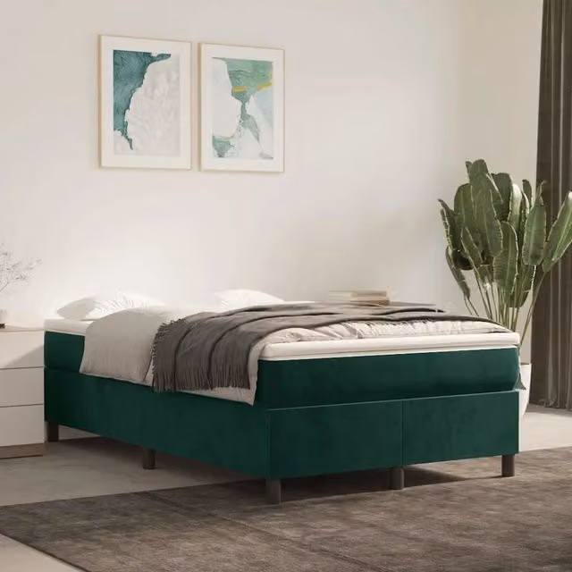 Giroletto a Molle con Materasso Verde Scuro 120x200 cm Velluto 3144672