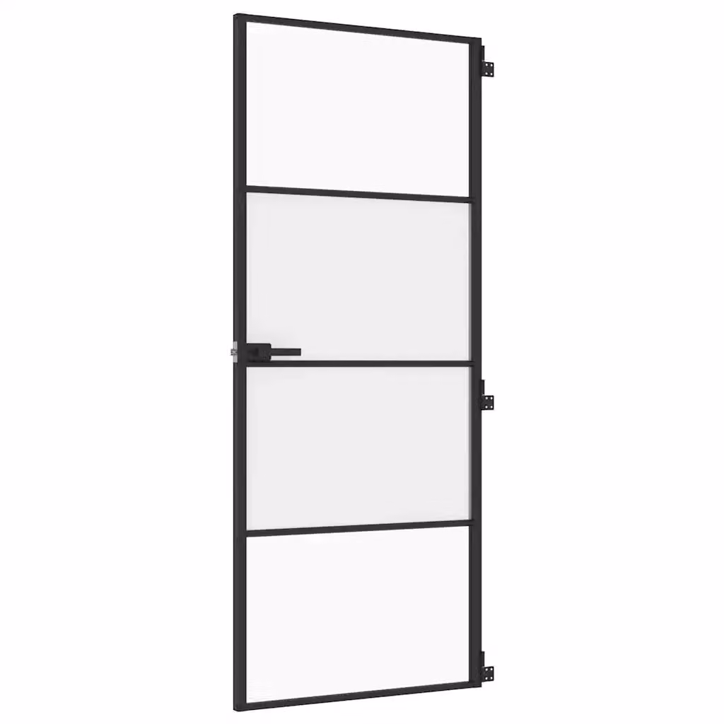 Porta per Interni Moderna vidaXL in Alluminio e Vetro Trasparente, Colore Nero, L: 83 cm, H: 201,5 cm – 2