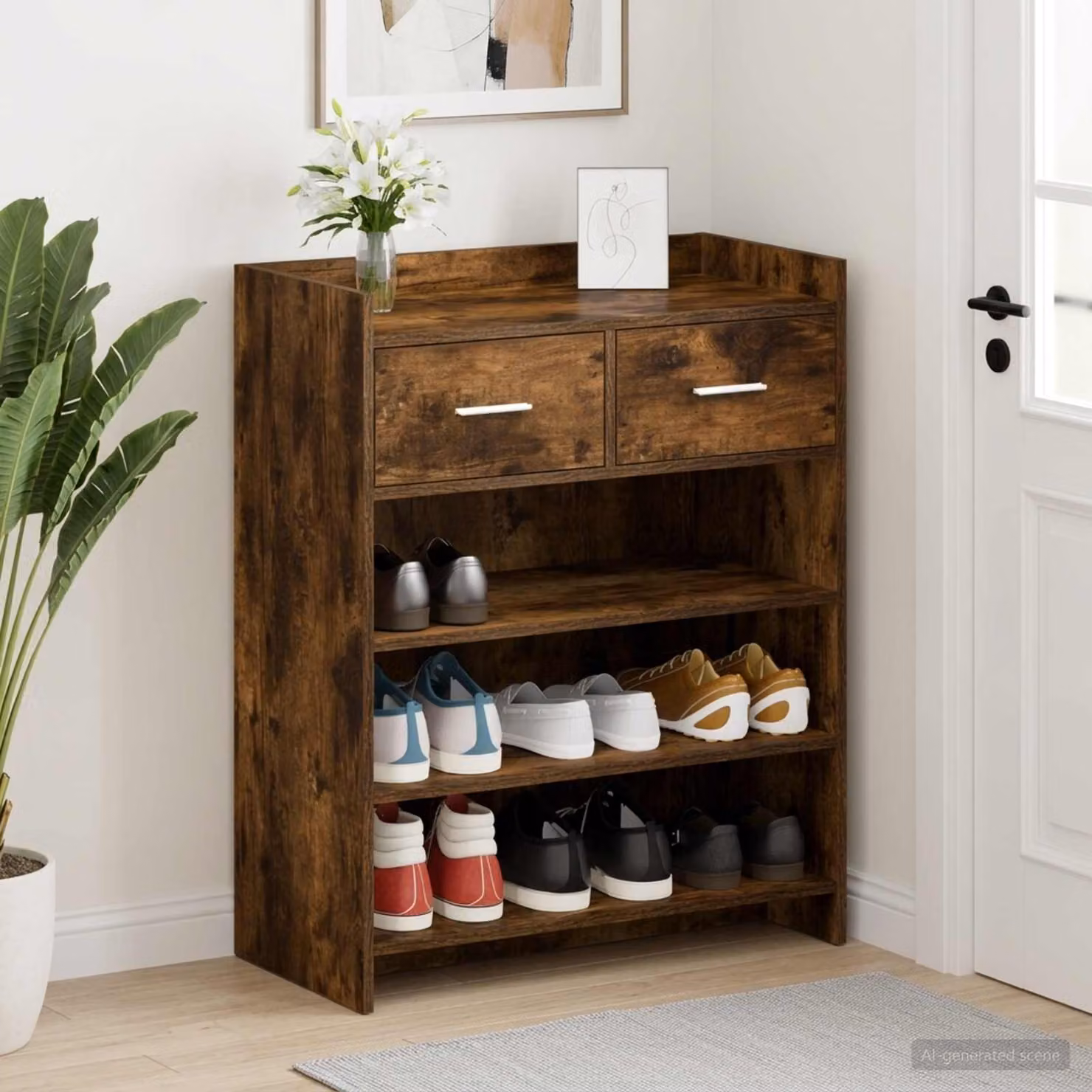 Scarpiera mobile moderna vidaXL in legno marrone L: 73,5 cm, P: 36 cm, H: 92 cm