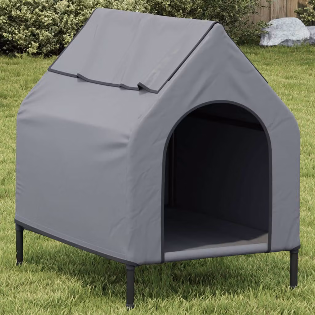 Cuccia per cani vidaXL grigio con struttura in metallo laccato e tetto rimovibile