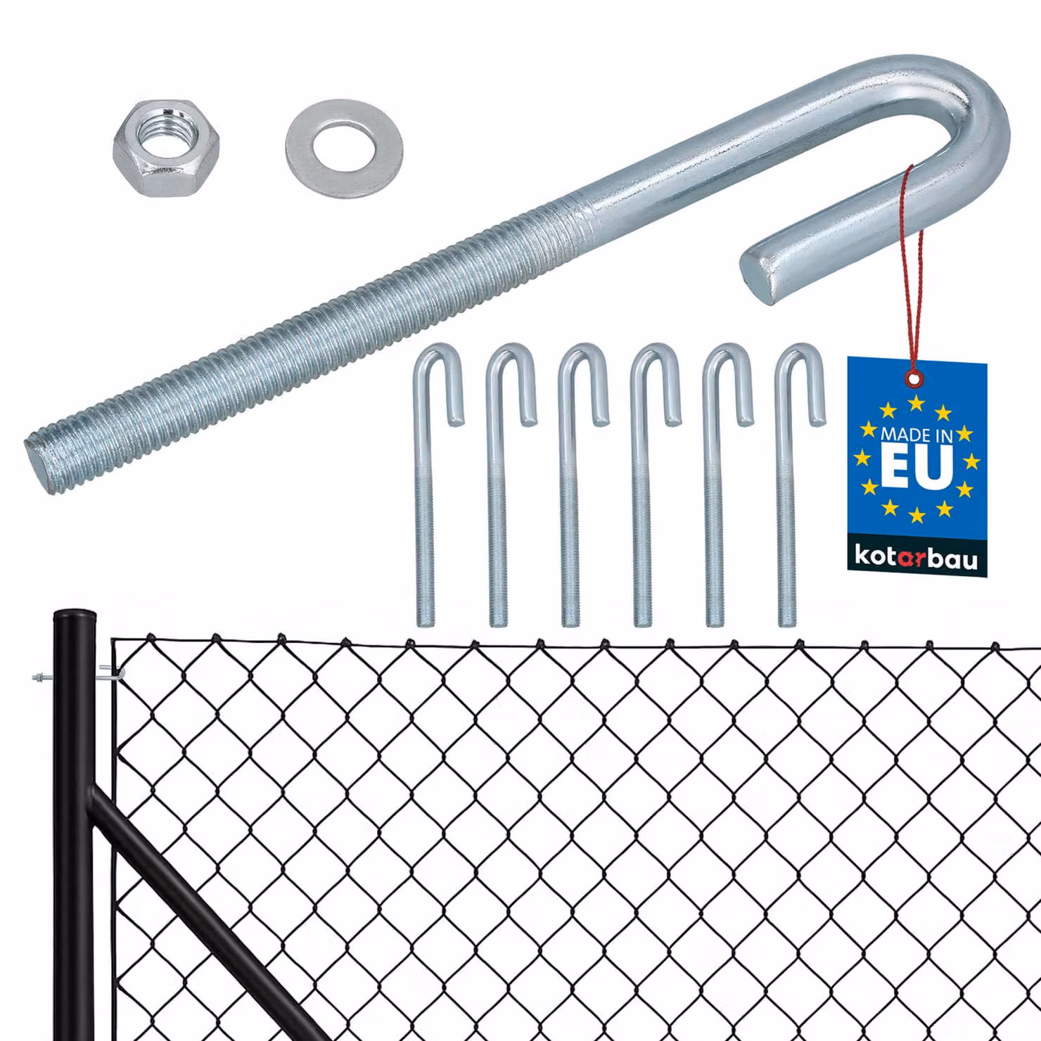 KOTARBAU® 6 Pezzi Tendifilo per Recinzione M10 Tenditore Filo Tendicavo per Filo Acciaio Tendifilo Aperto Gancio a Vite con Dado e Rondella Argento