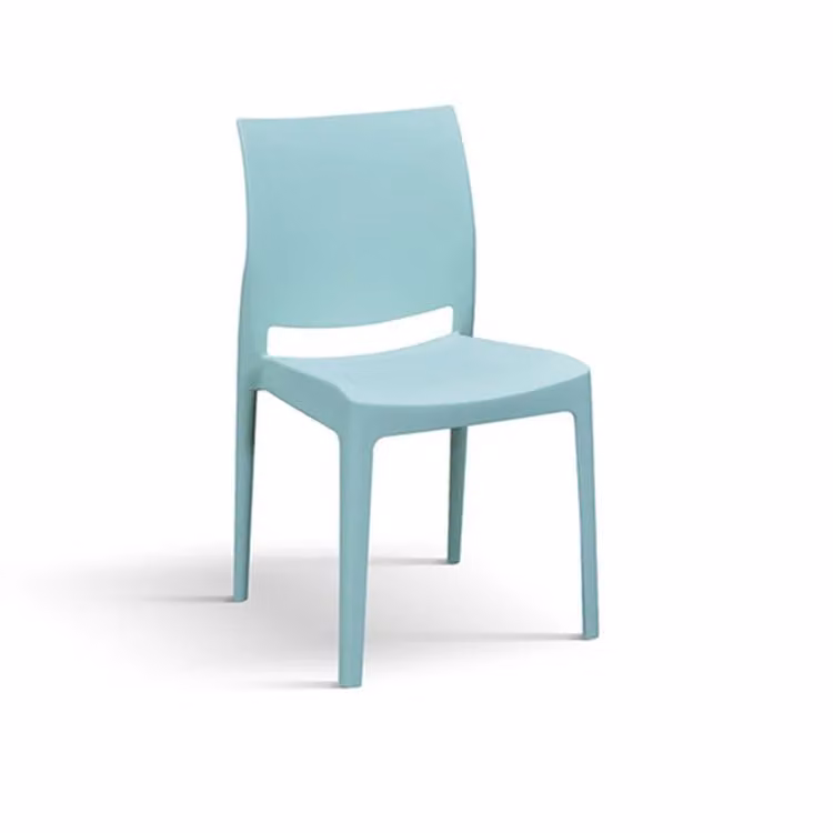 Set di 4 sedie HOBIE BEACH in polipropilene azzurro pastello, impilabili